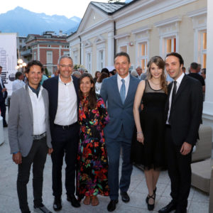 20. Bini-systems Golfturnier in Lana, Golfgala Kurhaus Meran; (v.l.n.r.): Gustav Rechenmacher (GF systems GmbH), Dieter Steger und Gattin Brigitte, Max Bini (Bini Mario Meran), Miss Südtirol 2016 Nicole Uibo, LR Philipp Achammer